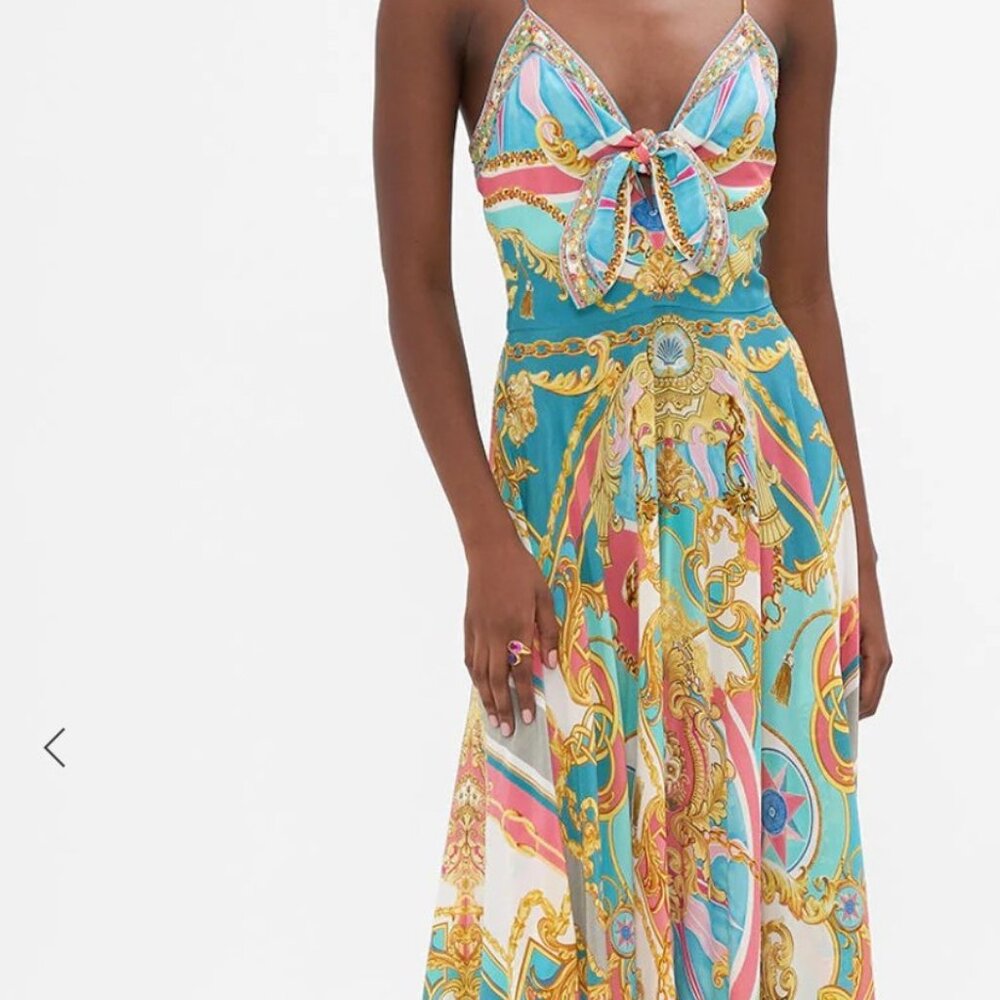 Camilla xs dress silk tie front sail away with me 599$